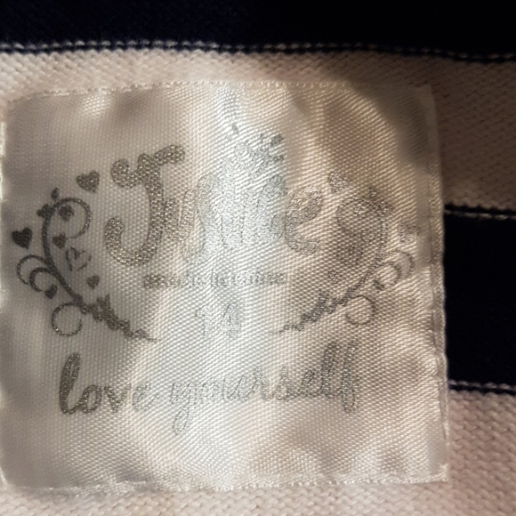 Justice girls blue & white Short sleeved sweater size 14 - Picture 2 of 3